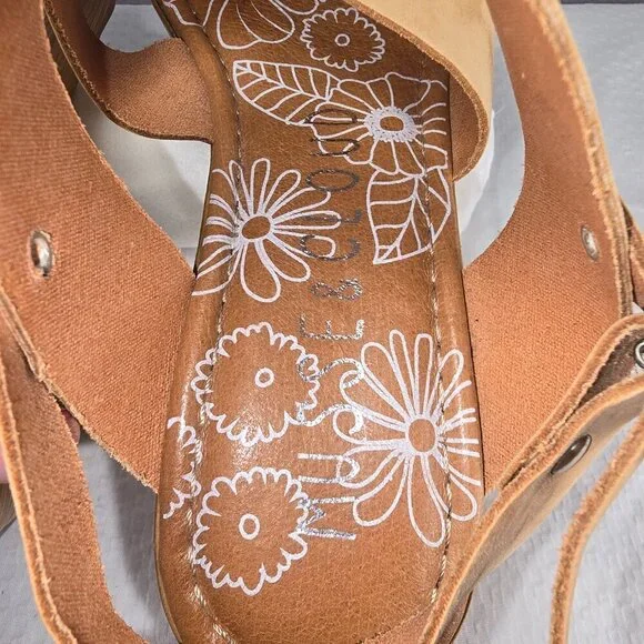 ROOLEE MUSSE AND CLOUD CHUNKY PLATFORM TAN LEATHER WOOD SANDALS WOMENS SIZE 7 - Picture 5 of 9